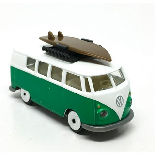 รถเหล็กมาจอเร็ต Majorette Volkswagen T1 with Surf Board สีเขียว/ขาว ขนาด 1/64 ยาว 8 cm มือสอง #002