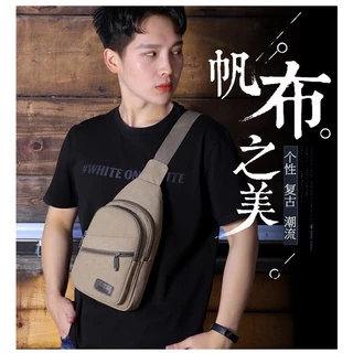 (w159)กระเป๋าคาดอก มี5ช่อง ผ้าหนาใบใหญ่ ผ้าผ้าแคนวาสแท้ vgetbag