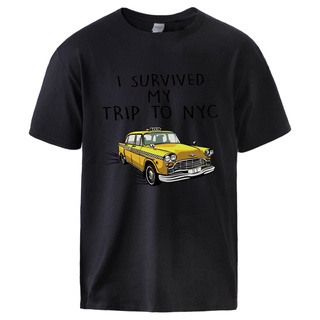 เสื้อยืดแขนสั้นลําลอง ผ้าฝ้าย ทรงหลวม พิมพ์ลายตัวอักษร I Survived My Trip To Nyc แฟชั่นฤดูร้อน สําหรับผู้ชาย 2022S-5XL