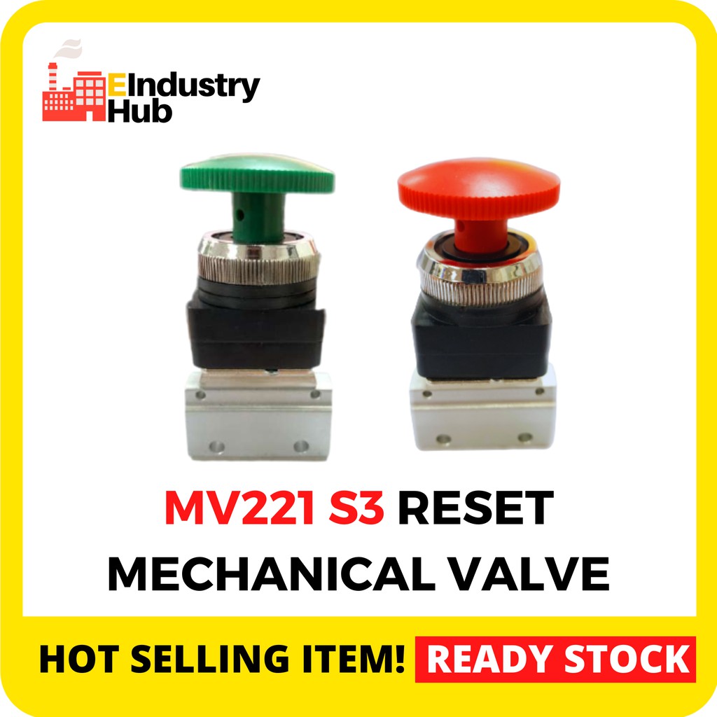 MV221 S3 Reset Mechanical Valve เห็ดปุ่มกด 2 ตําแหน่ง 3 Way