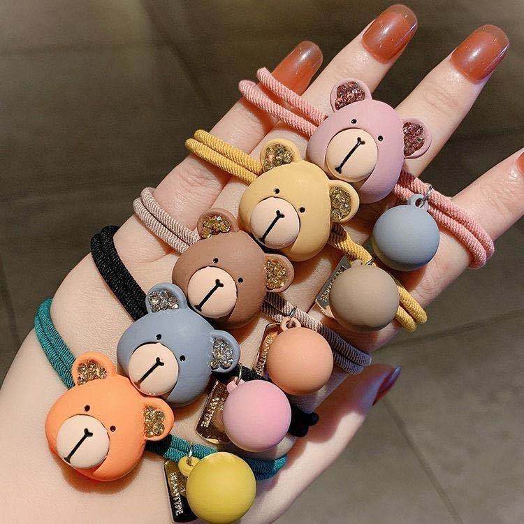 Fashion ยางรัดผมเส้นคู่ น้องหมี หูเพชร น่ารักสุดๆไปเลย พร้อมส่งจากไทย Q-64