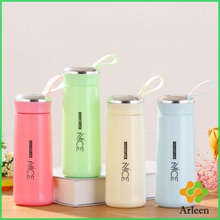 Arleen กระบอกน้ำ  ลาย NICE ขนาด 400 ml กระบอกน้ำมีหูหิ้ว กระบอกน้ำสีน่ารัก glass cup