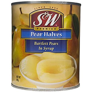 🔥The Best!! SW Pear Halves Bartlett PEARS in Syrup ลูกแพร์ ใน น้ำเชื่อม เอสแอนด์ดับบลิว 825 กรัม คุณภาพระดับพรีเมี่ยม