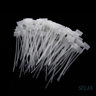 Selan สติกเกอร์ป้ายแท็กไนล่อน พลาสติก สีขาว 2x11 ซม. 100 ชิ้น