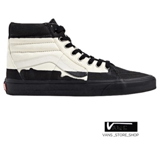 VANS SK8HI OVERPRINT BLACK CLASSIC WHITE SNEAKERS สินค้ามีประกันแท้