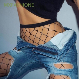 Mxfashione ถุงน่องตาข่ายสีขาวดําสําหรับผู้หญิง