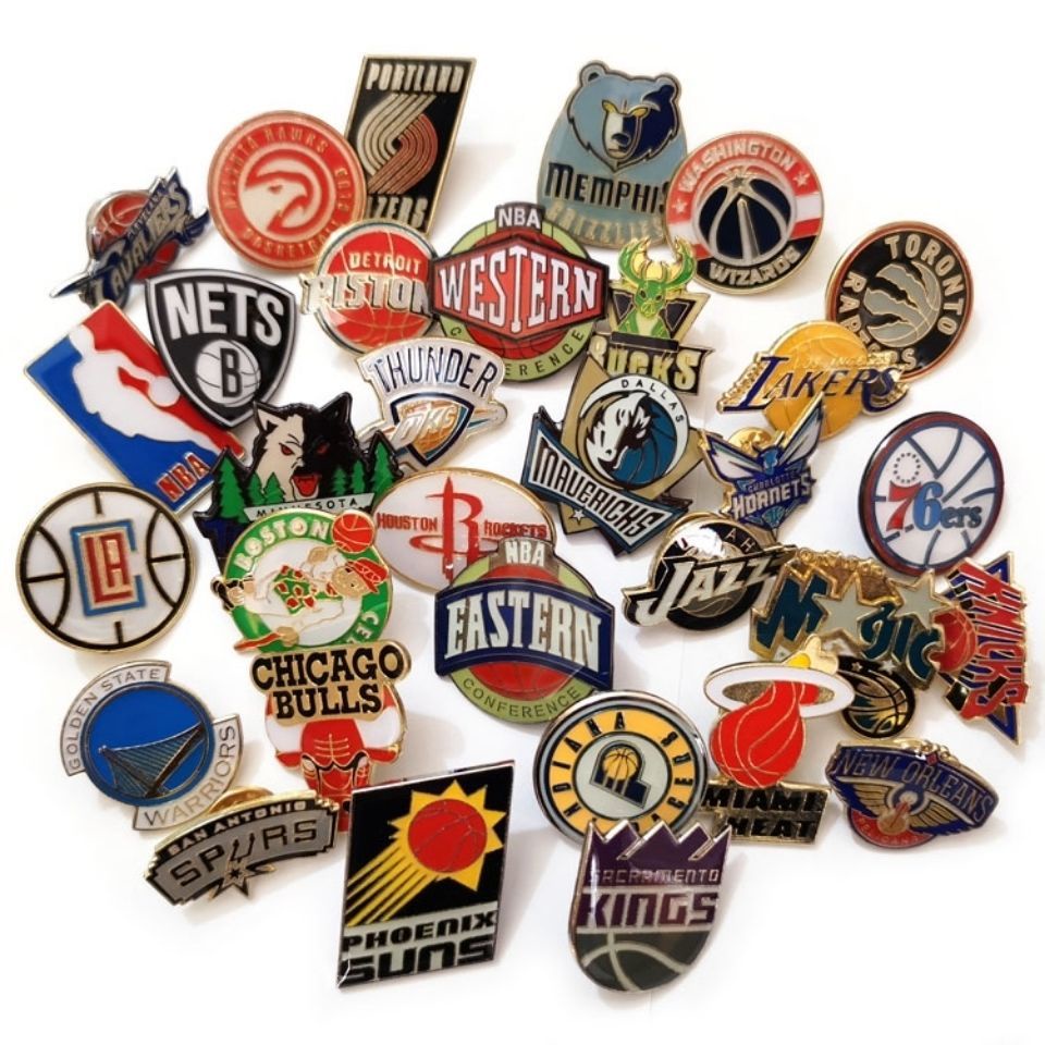 เข็มกลัดโลหะ รูปหมวกบาสเก็ตบอล Nba Lakers Warriors Heat Nets Spurs Celtics