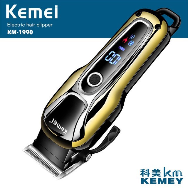 KEMEI KM-1990 แบตตาเลี่ยน ปัตตาเลี่ยนตัดผมไฟฟ้าไร้สาย พร้อมที่รองหวี 4 ชิ้น ตัดแต่งทรงผม โกนหนวด