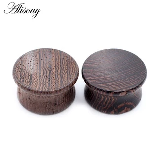 Alisouy 2 ชิ้น 6 มิลลิเมตร-20 มิลลิเมตรเว้าไม้ธรรมชาติผู้ชายผู้หญิงหูอุโมงค์ปลั๊ก Expander Stretchers วัดต่างหูเจาะเครื่องประดับ