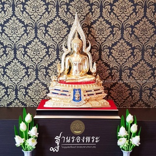 ฐานรองพระบูชา ใบบุญเฟอร์นิเจอร์ ฐานพระพุทธรูป ฐานรองพระชินราช แท่นวางพระสีดำทอง