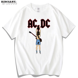 【🔥🔥】005สีแดง Han ACDC วงดนตรีเฮฟวีเมทัลร็อครอบฤดูร้อนผ้าฝ้ายเสื้อยืดหลวมแขนสั้นผู้ชายและผู้หญิงแลกเปลี่ยนน้ำ / DC