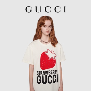 [ใหม่] เสื้อยืด ผ้าฝ้าย พิมพ์ลาย Gucci Strawberry Gucci