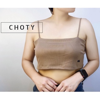 ( ผ้าร่อง / ตัดสั้น XXL ) แบรนด์CHOTYSHOP  ตัดตรงเท่าหน้าอกไซส์พิเศษ  "XXL" สายเดี่ยว สาวอวบ ซับใน เสื้อครอป QRSK