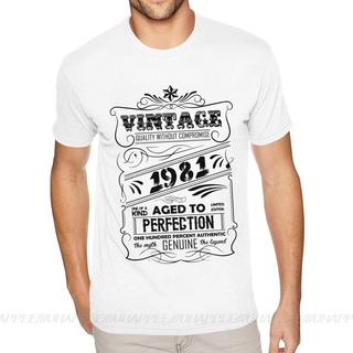 เสื้อยืดอินเทรนด์ขนาดเต็มเสื้อยืดแขนสั้น ลายวินเทจ Aged To Perfection 1981 คุณภาพสูง แฟชั่นสําหรับผู้ชายS-3XL