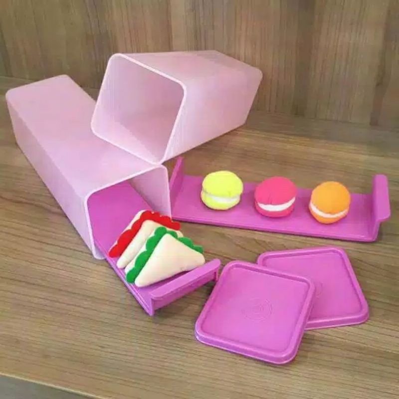 TUPPERWARE CAKE MANIA 2PCS BREAD BOX VIOLET