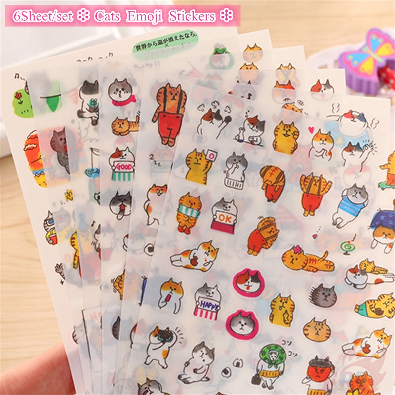 ❉ Cats Emoji สติ๊กเกอร์ ❉ 6Sheet/set Colorful DIY Diary Scrapbooking Decals สติ๊กเกอร์