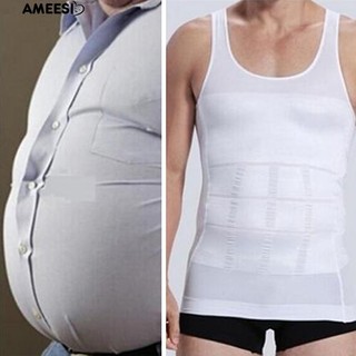 Ameesi ชุดว่ายน้ำชายของร่างกาย Shaper Vest Tank Top เอวกางเกง Bia Belly Slimmer