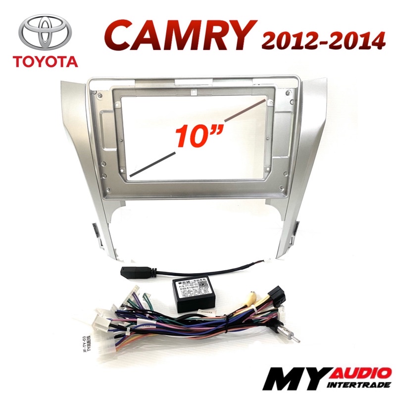 หน้ากาก TOYOTA CAMRY 2012-2014 สำหรับจอ 10 นิ้ว พร้อมปลั๊กตรงรุ่น + แคนบัส