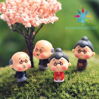 4pcs Old Granny Fairy Garden Gnome Moss Terrarium Home Desktop Decor Crafts Bonsai Doll House Miniat