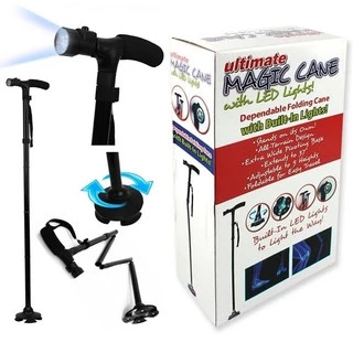 buybuytech Magic Cane with LED ไม้เท้า ไม้ค้ำยัน ไม้เท้าช่วยพยุง พับได้มีไฟฉาย LED ในตัว Lights รุ่น MagicCane-55a-Song