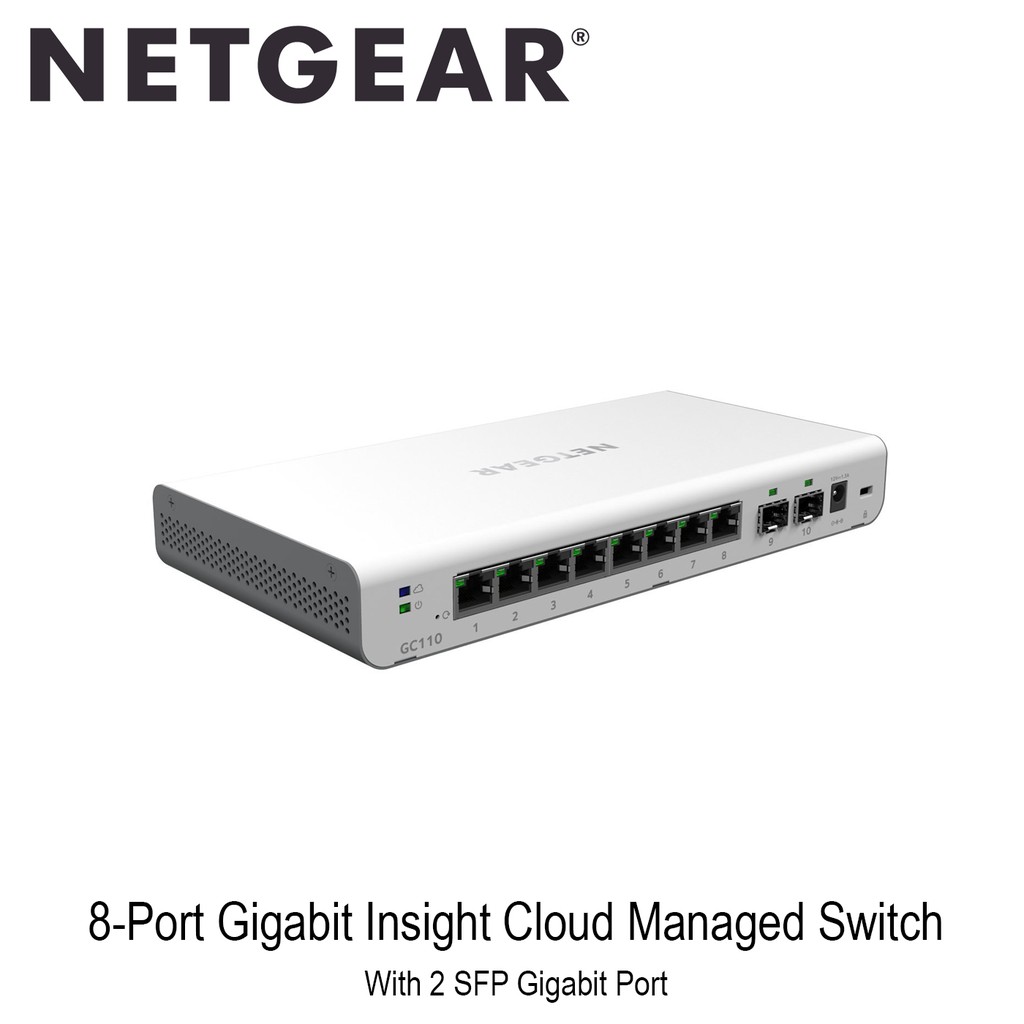 Netgear (GC110) Insight Managed 8-Port Gigabit Ethernet Smart Cloud Desktop Switch 2 SFP Fiber Ports