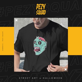 PEZY SQUAD เสื้อยืดฮาโลวีนลาย ZOMBIE สีขาว / ดำ