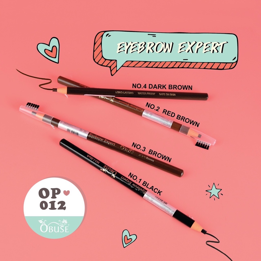 ( 12 แท่ง ) ดินสอเขียนคิ้ว โอบิวซ์​ แบบเชือกดึง ไม่ต้องเหลา เขียนง่าย Obuse Eyebrow Expert #OP-012