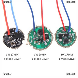 Inth hot 3 w led ไดรเวอร์ 17 มม. / 20 มม. dc 3.7 v 1 โหมด 5 โหมดไดรเวอร์