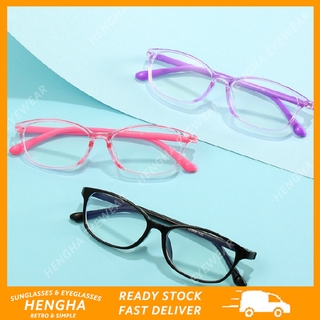 【HENGHA】COD แว่นตาป้องกันรังสีสำหรับเด็กอายุ 5 ~ 13 ปีแว่นตาคอมพิวเตอร์ป้องกันดวงตากรอบใสสีสันสดใส