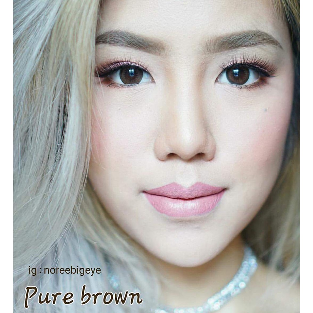 Pure Brown/สีน้ำตาล [สายตาสั้น -0.00 ถึง -10.00] Size Bigeye (L) ขนาดใหญ่ / คอนแทคเลนส์ / ยี่ห้อ Pre