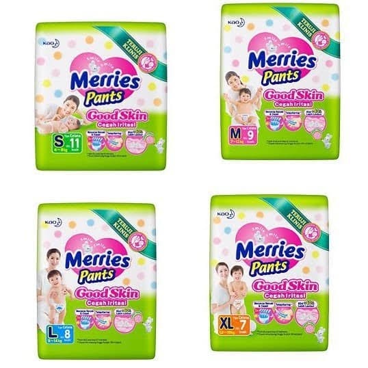 MERRIES PANTS GOOD SKIN - PAMPERS KIDS UK S11/M9/L8/XL7