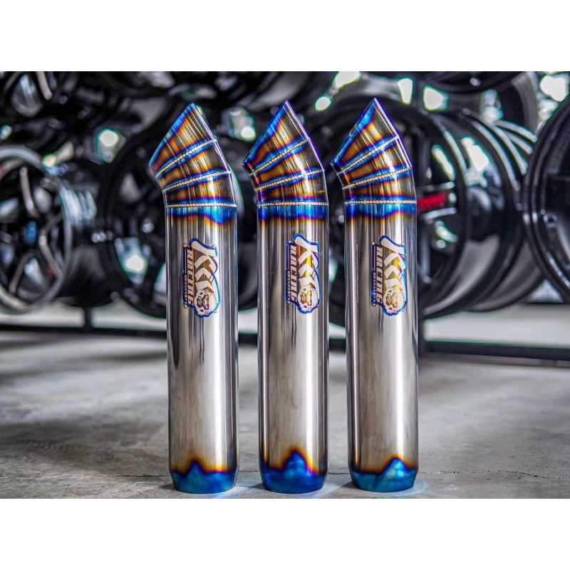 ปลายท่อกระบะ ปลายท่อรถยนต์ ปลายท่อKitRacing ปลายท่อสเเตนเลส ไดร์สีไทเทติดเพลทโลโก้ 3D