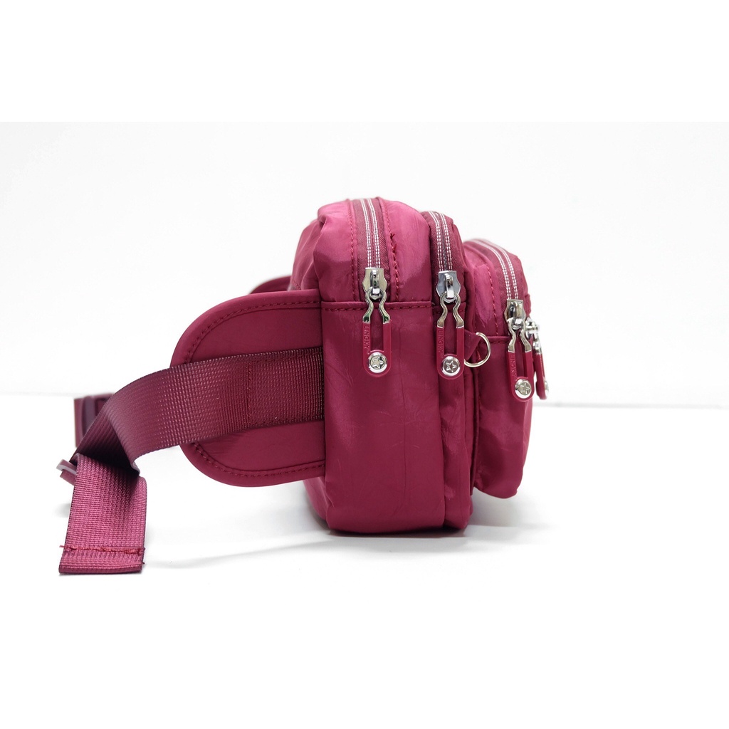 PL กระเป๋าคาดเอว ผ้าร่มแบบลายย่นรุ่นใหม่ น้ำหนักเบา รุ่นนี้เป็นงานซิปซ่อนและโลโก้+หัวซิปแบบใหม่ ขนาด8.5