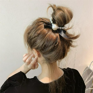 ขนาดหรูหรามุกโบว์ยางรัดหัวเชือกโพกศีรษะผูกผมผู้ใหญ่และเด็กpearl bow hair tie adults and children