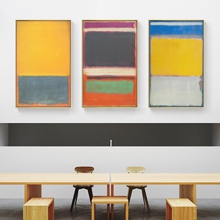 Mark Rothko ภาพโปสเตอร์ บนผ้าใบ สีแดง สีเหลือง หลากสี สําหรับตกแต่งผนังบ้าน ห้องนั่งเล่น