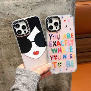 Alice Olivia CASETiFY Stace Face Girl Laser Hard Casing For iPhone X XS XR 11 12 13 Pro Max เคสอะคริลิคโฮโลแกรม