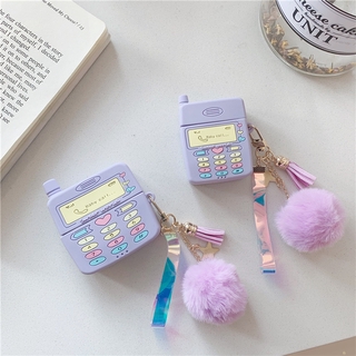 เคสหูฟัง Airpods 1/2/pro แบบซิลิโคน รูปโทรศัพท์ สีพาสเทล น่ารัก