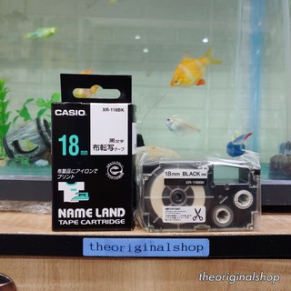 Label tape เทปฉลาก Casio XR-118BK อักษรสีดำบนพื้นขาว รีดติดเสื้อ 【ใหม่】 ญี่ปุ่น