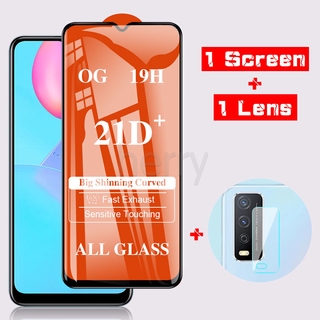 2 in 1 21D Full Cover Tempered Glass For Vivo V20 SE V19 Neo V17 V15 Y12A V11 S1 Pro Y11 Y15 Y31 Y12S Y17 Y19 Y91 Y91C Y91i Y95 Y20 Y20i Y20S Y20G Y30 Y50 Full Glue Screen Protector HD Film Camera Lens Protective