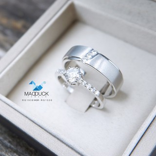 Madduckjewels แหวนเงินแท้ เพชร CZ ชุบโรเดียม RG1938WGR-RG1530