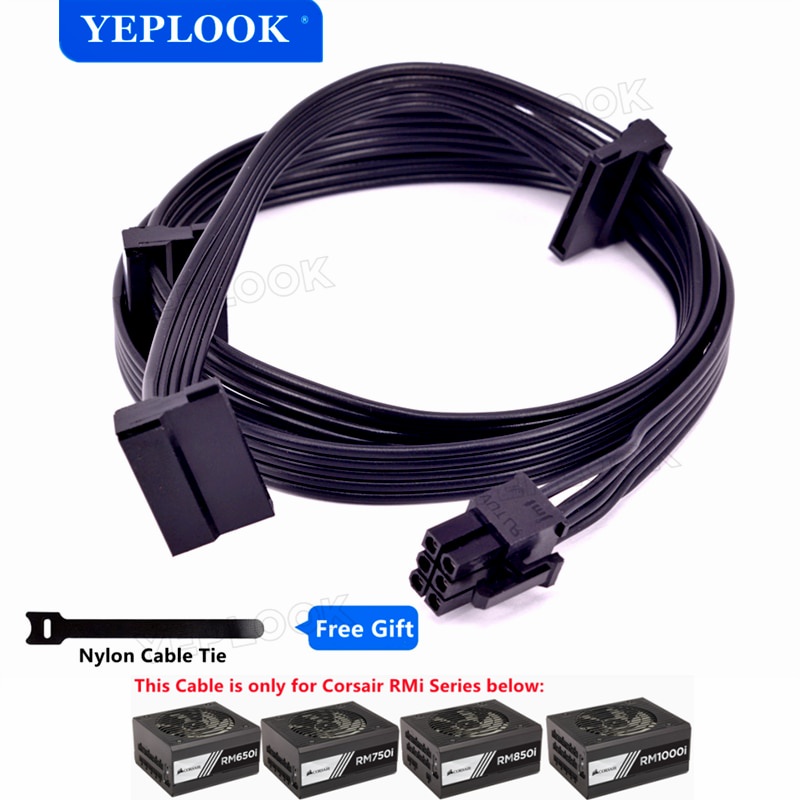 PCIe 6Pin ถึง 3 SATA 15Pin SSD สายไฟสําหรับ Corsair RMi Series Modular PSU RM650i RM750i RM850i RM10
