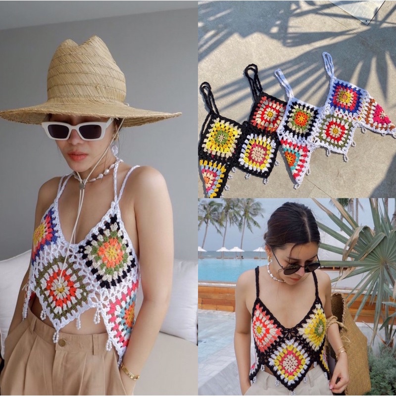 🚀เก็บโค้ดลดเพิ่ม-ส่งฟรี🚀Crop top เสื้อสั้นถักไหมพรม เสื้อถัก✅ใส่ได้ 2 ด้าน✅💥มีบริการเก็บปลายทาง💥