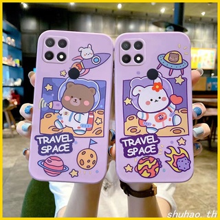 เคส นิ่มขอบเหลี่ยม เคส oppo A15 RENO5 A15S A5 A9 A7 A12 A39 A57 F9 A31 A83 F11 RENO6 RENO4Z A53 R9S RENO A3S A5 A12E F1S A59 A5S RENO5PRO Aerospace Bunny Aerospace bear Cartoons Square edge Lens protection oppo phone case