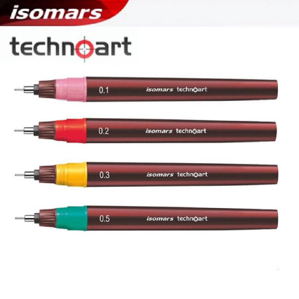ISOMARS ปากกาเขียนเขียนแบบ Technoart ขนาด 0.1 0.2 0.3 0.4 0.5 0.8 1.0 (ราคาต่อ 1 ด้าม)
