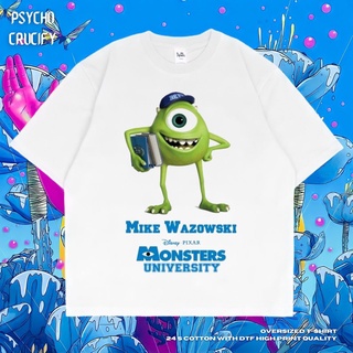 เสื้อยืด ขนาดใหญ่ พิมพ์ลาย Psycho Crucify Mike Wazowski | สีขาว | เสื้อเชิ้ต ลายมอนสเตอร์ INC | เสื้อยืด ขนาดใหญ่ | สไตล