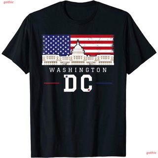 เสื้อยืดผ้าฝ้ายพิมพ์ลายแฟชั่น เสื้อยืดยอดนิยม Washington DC Capitol Hill USA Flag Souvenir T-Shirt Short Sleeve