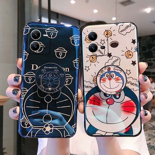 เคสโทรศัพท์มือถือ TPU แบบนิ่ม ลายการ์ตูนโดราเอมอนน่ารัก พร้อมป็อบอัพ สําหรับ VIVO Y35 Y22 Y22s Y16 Y02S V25 5G V25e 4G 2022 Y16 2022