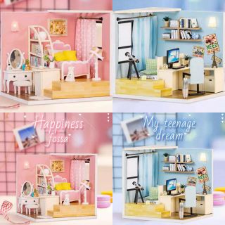 พร้อมส่ง บ้านตุ๊กตา DIY house มีฝาครอบกันฝุ่น