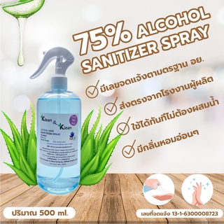 สเปรย์แอลกอฮอล์ 75% ขนาด 500 ml หัวฟ็อกกี้ จากโรงงานผลิตโดยตรง ALCOHOL HAND SPRAY FOOD GRADE 500ml. ALCOHOL 75 %v/v