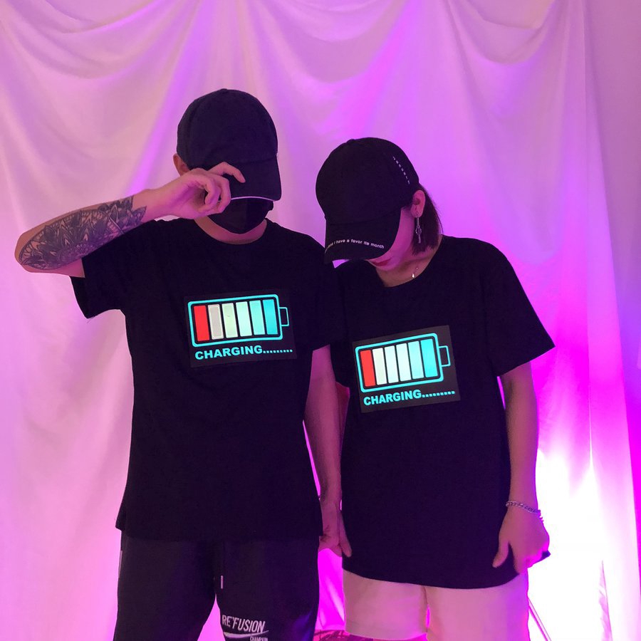 เสื้อยืดคอก ลมแขนสั้นมีไฟ LED bh